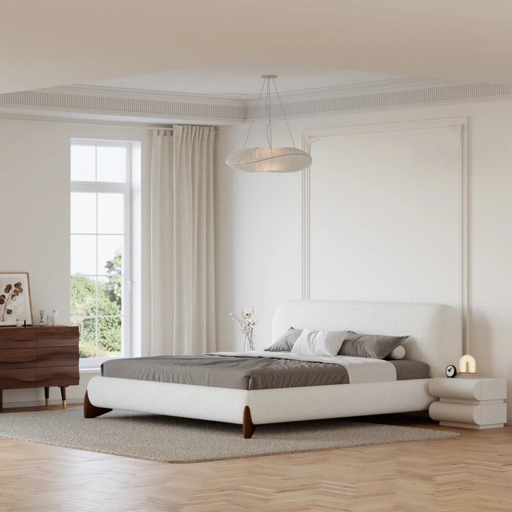Giường Gỗ Bọc Nỉ Bông Cao Cấp - Hình ảnh 3
